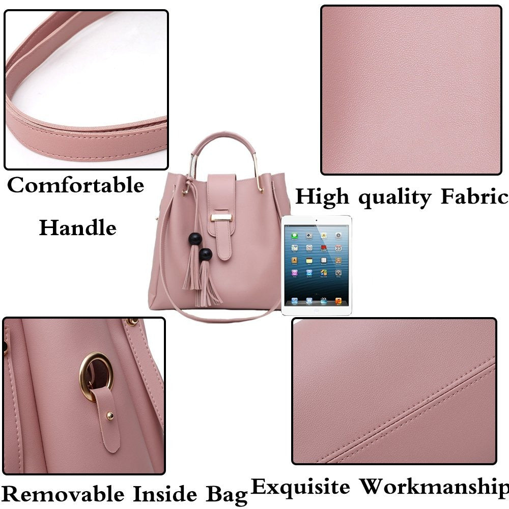 Bag Set Tassel Tote Clutch Satchel Top Handle Shoulder Bag