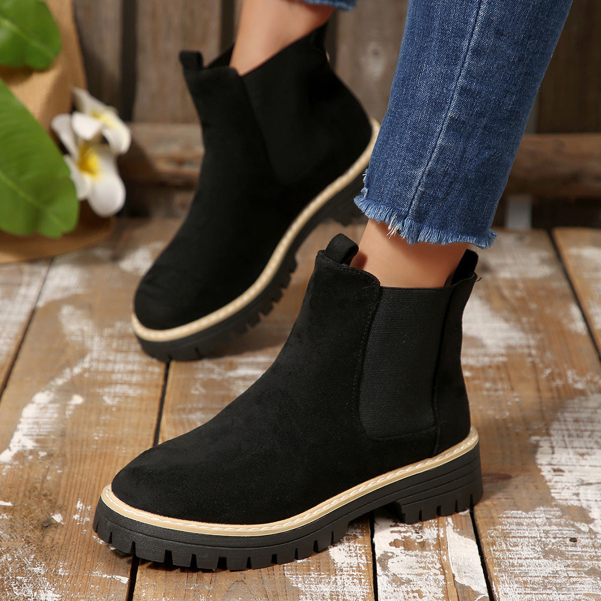 Women's Round-Toe Fashionable Casual All-Match Boots
