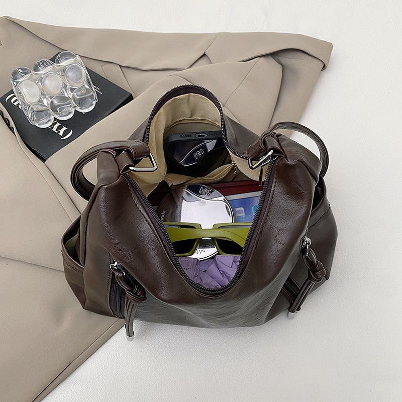 New Simple And Stylish Large-Capacity Leather Oil-Soft Casual Shoulder Bag
