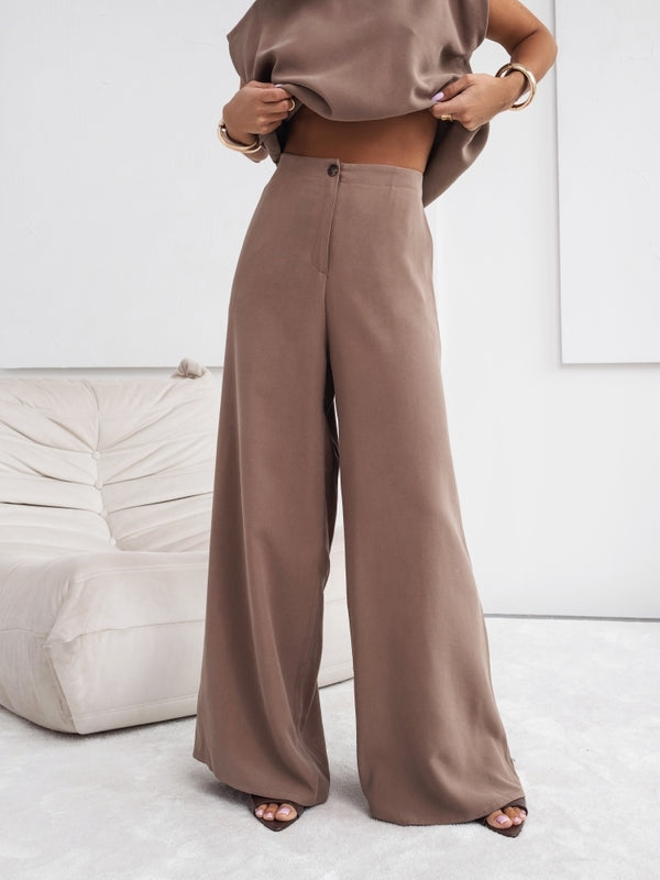 Casual Set Short Sleeve T-Shirt Vest Loose Wide Leg Pants Seasonal Comfort