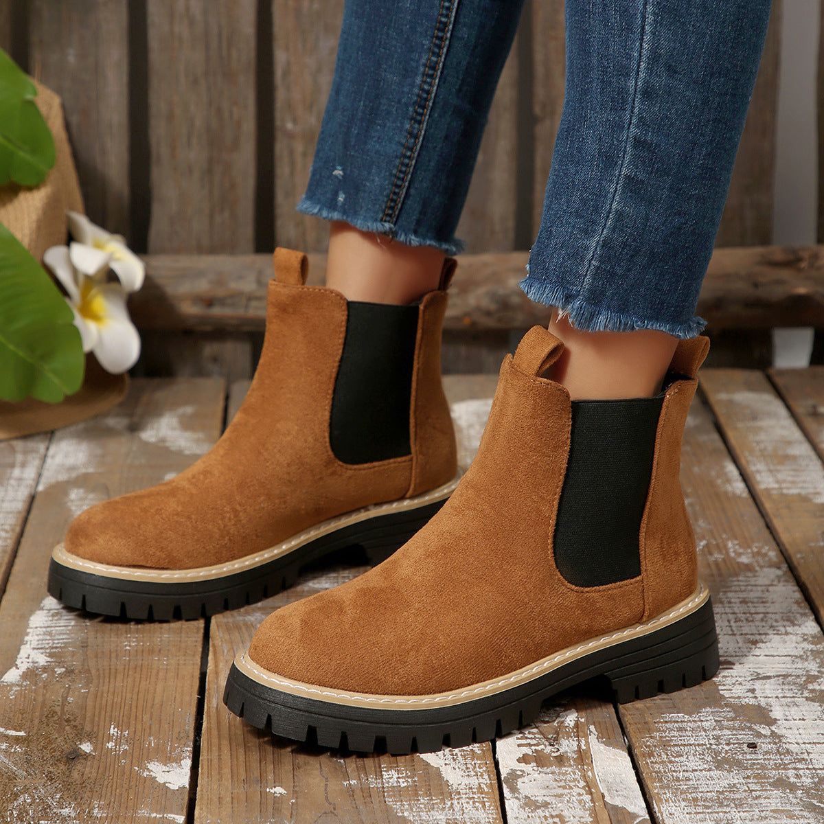 Women's Round-Toe Fashionable Casual All-Match Boots