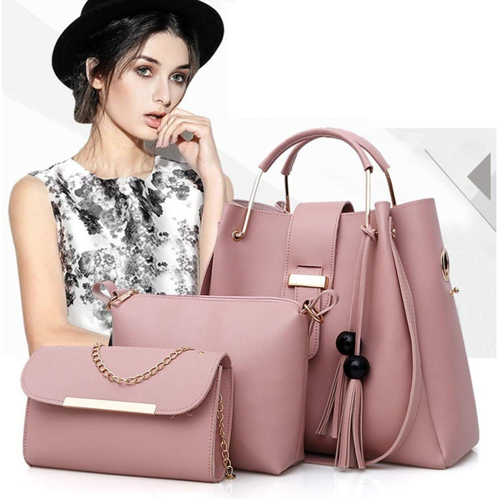 Bag Set Tassel Tote Clutch Satchel Top Handle Shoulder Bag